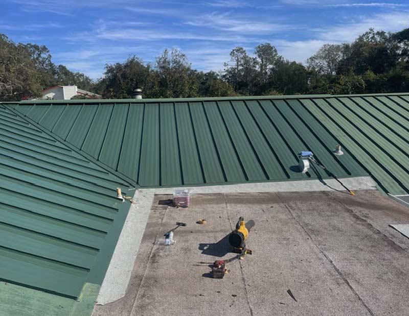 completed metal roof repair